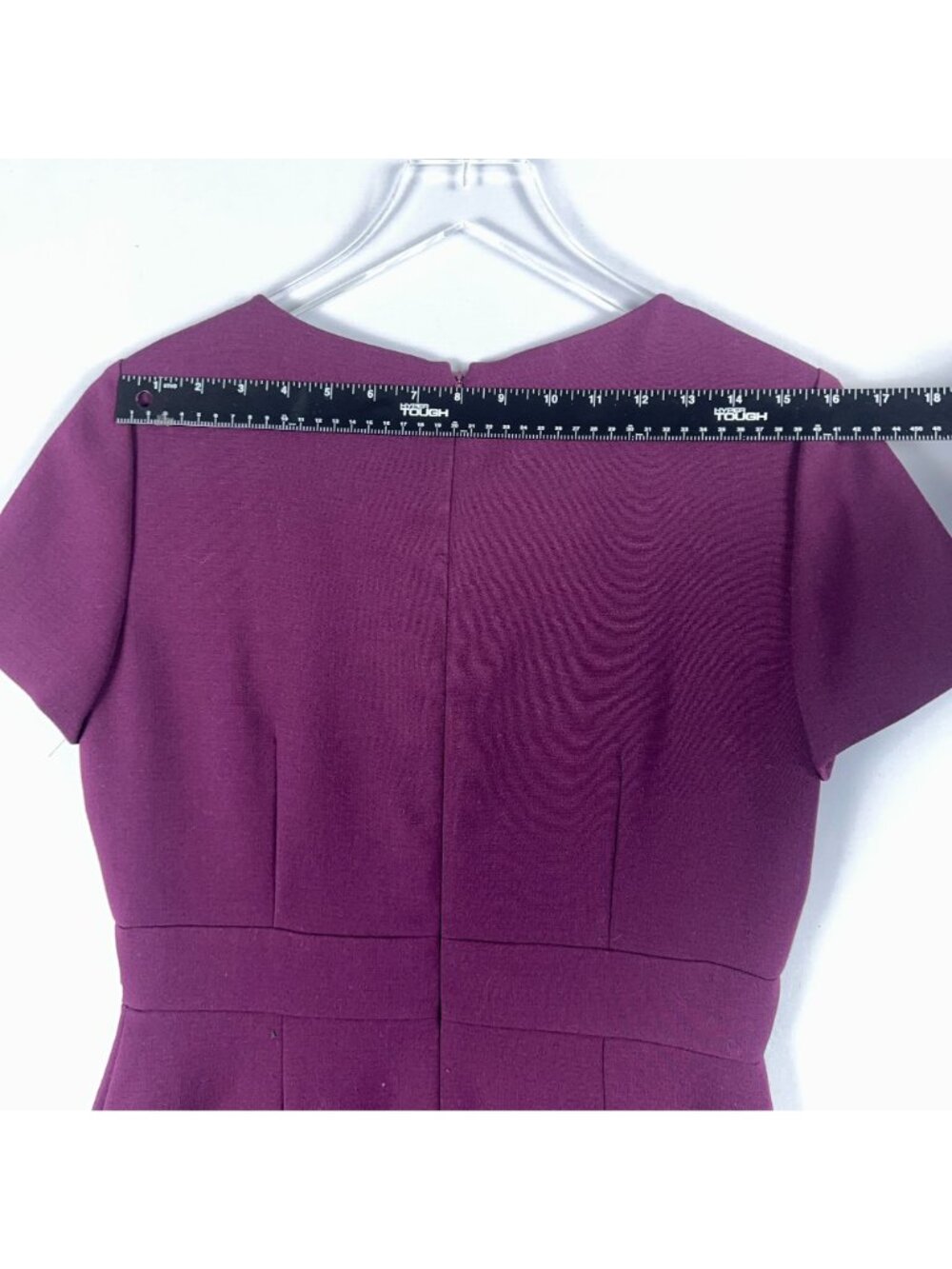 Tahari Arthur S. Levine Sheath Dress Women Size 8 Purple Short Sleeve Belted - Picture 9 of 12